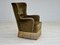 Vintage Danish Highback Armchair in Green Velvet, 1960s, Image 1