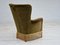 Vintage Danish Highback Armchair in Green Velvet, 1960s, Image 2