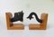 Fish Bookends in Bronze Black & Teak in the style of Walter Bosse, 1950s, Set of 2 3