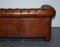 English Hand Dyed Whiskey Brown Leather Chesterfield Club Sofa 13