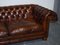 English Hand Dyed Whiskey Brown Leather Chesterfield Club Sofa 5