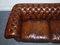 English Hand Dyed Whiskey Brown Leather Chesterfield Club Sofa 7