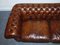 English Hand Dyed Whiskey Brown Leather Chesterfield Club Sofa, Image 7