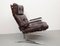 Flat Steel and Leather Lounge Chair, 1970s 7