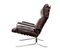 Flat Steel and Leather Lounge Chair, 1970s 1