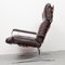 Flat Steel and Leather Lounge Chair, 1970s 9