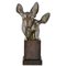 GH Laurent, Art Deco Büste mit zwei Hirschen, 1930, Bronze 1