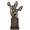 GH Laurent, Busto de dos ciervos Art Déco, 1930, Bronce, Imagen 1