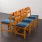 Oak Razor Blade Chairs in Original Upholstery by Henning Kjaernulf for Nyrup, Denmark, 1960s, Set of 6 13