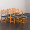 Oak Razor Blade Chairs in Original Upholstery by Henning Kjaernulf for Nyrup, Denmark, 1960s, Set of 6 2