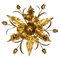 Hollywood Regency Gilt Metal Flower Shaped Flush Mount, 1970s 1