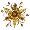 Hollywood Regency Vergoldetes Metall Blumenförmige Einbauleuchte, 1970er 1