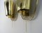French Modern Sconces in Golden Curved and Perforated Brass, 1950, Set of 2 5