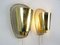 French Modern Sconces in Golden Curved and Perforated Brass, 1950, Set of 2 8