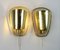 French Modern Sconces in Golden Curved and Perforated Brass, 1950, Set of 2 7