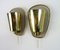 French Modern Sconces in Golden Curved and Perforated Brass, 1950, Set of 2 1