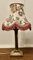 Corinthian Column Brass Table Lamp with Scalloped Linen Shade, 1920s, Image 1