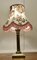 Corinthian Column Brass Table Lamp with Scalloped Linen Shade, 1920s 4