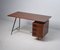 Vintage Italian Desk with Dark Stained Teak and Brass, 1950s 5