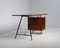 Vintage Italian Desk with Dark Stained Teak and Brass, 1950s 2
