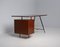 Vintage Italian Desk with Dark Stained Teak and Brass, 1950s 3