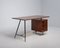 Vintage Italian Desk with Dark Stained Teak and Brass, 1950s 1