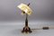 Lampada da tavolo vintage regolabile in vetro e metallo marrone, anni '50, Immagine 11