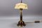 Lámpara de mesa ajustable vintage de metal y vidrio marmolado, años 50, Imagen 12