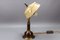 Vintage Brown Marbled Glass and Metal Adjustable Table Lamp, 1950s 3