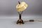 Lampada da tavolo vintage regolabile in vetro e metallo marrone, anni '50, Immagine 9