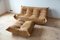 Camel Brown Leather Togo Pouf and 2-Seat Sofa by Michel Ducaroy for Ligne Roset, Set of 2, Image 2