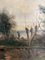Ziveri, Couple en balade au bord de l'étang avec chien et cygnes, Oil on Canvas, Framed 5