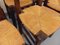 Sedie brutaliste vintage in legno e paglia di Georges Robert, anni '60, set di 6, Immagine 9