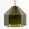 Lampe à Suspension en Verre Teinté Vert et Laiton attribuée à Carl Fagerlund pour Orrefors, Suède, 1960s 13
