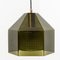 Swedish Green Tinted Glass & Brass Pendant Lamp attributed to Carl Fagerlund for Orrefors, 1960s 13