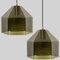 Swedish Green Tinted Glass & Brass Pendant Lamp attributed to Carl Fagerlund for Orrefors, 1960s 3