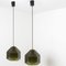 Swedish Green Tinted Glass & Brass Pendant Lamp attributed to Carl Fagerlund for Orrefors, 1960s 6