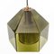 Swedish Green Tinted Glass & Brass Pendant Lamp attributed to Carl Fagerlund for Orrefors, 1960s 12