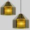 Swedish Green Tinted Glass & Brass Pendant Lamp attributed to Carl Fagerlund for Orrefors, 1960s 4