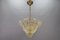 Mid-Century Italian Murano Glass Gold Inclusion Foliage Pendant Light, 1950s 13