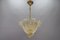 Mid-Century Italian Murano Glass Gold Inclusion Foliage Pendant Light, 1950s 2