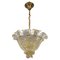 Mid-Century Italian Murano Glass Gold Inclusion Foliage Pendant Light, 1950s 1