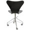 Vintage 3117 Black Office Chair by Arne Jacobsen, 1970s 3
