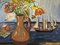 Sail Boats & Flowers, 1950s, Oil on Board, Framed 9