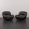 Large Vintage Italian Space Age Lounge Chairs in Black Leatherette by Linea Valentini, 1970s, Set of 2 1