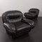 Large Vintage Italian Space Age Lounge Chairs in Black Leatherette by Linea Valentini, 1970s, Set of 2 6