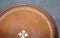 Brown Hardwood & Leather Side Table, 5