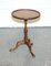 Brown Hardwood & Leather Side Table,, Image 1