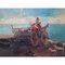 Artiste Italien, Coucher de Soleil avec Animaux et Personnages, Années 1800, Huile sur Toile, Encadrée 4