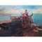 Artiste Italien, Coucher de Soleil avec Animaux et Personnages, Années 1800, Huile sur Toile, Encadrée 5